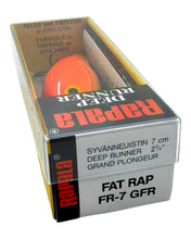 Charger l&#39;image dans la galerie, Box Stats View of RAPALA LURES FAT RAP 7 Balsa Fishing Lure in GOLD FLUORESCENT RED
