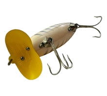 Load image into Gallery viewer, Plastic Lip View for FRED ARBOGAST 5/8 oz PLASTIC LIP JITTERBUG Fishing Lure in YELLOW WHITE HERRINGBONE. Japan Special.
