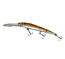 Load image into Gallery viewer, Left Facing View of REBEL LURES JOINTED SPOONBILL MINNOW Fishing Lure  in SILVER/ORANGE/BLACK STRIPES
