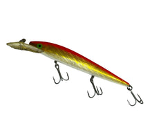Charger l&#39;image dans la galerie, Left Facing View of  Vintage Rebel Lures FASTRAC MINNOW Fishing Lure in GOLD/ORANGE BACK
