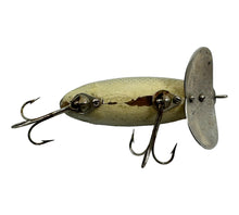 Load image into Gallery viewer, Belly View of Antique ARBOGAST 5/8 oz WOOD JITTERBUG Fishing Lure in SCALE. Pre- WWII Era Bug.
