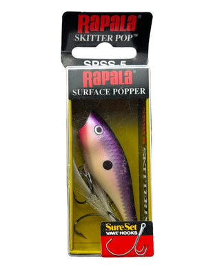 RAPALA LURES SKITTER POP Size 5 Surface Popper w/ SURESET HOOKS Fishing Lure in PEARLESCENT PURPLE