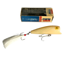 Load image into Gallery viewer, Right Facing View of Vintage REBEL LURES BONEHEAD Fishing Lure w/ Original Box in BONE. TOPWATER POPPER #PBX-4100.

