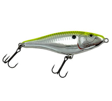 Load image into Gallery viewer, Right Facing View of RAPALA GLR-15 GLIDIN&#39; RAP Fishing Lure in CHROME CHARTREUSE
