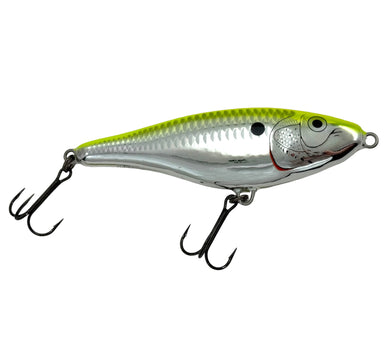 Right Facing View of RAPALA GLR-15 GLIDIN' RAP Fishing Lure in CHROME CHARTREUSE