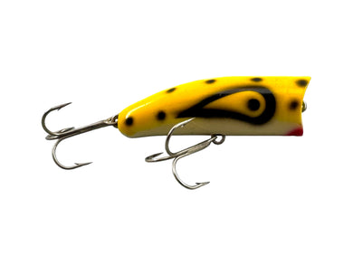 Right Facing View of KAUTZKY LURES CHUG IKE Vintage Topwater Fishing Lure in YELLOW w/ BLACK DOT