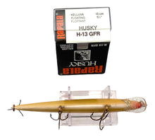 Load image into Gallery viewer, Box Stats View of RAPALA LURES HUSKY 13 Fishing Lure in GOLD FLUORESCENT RED
