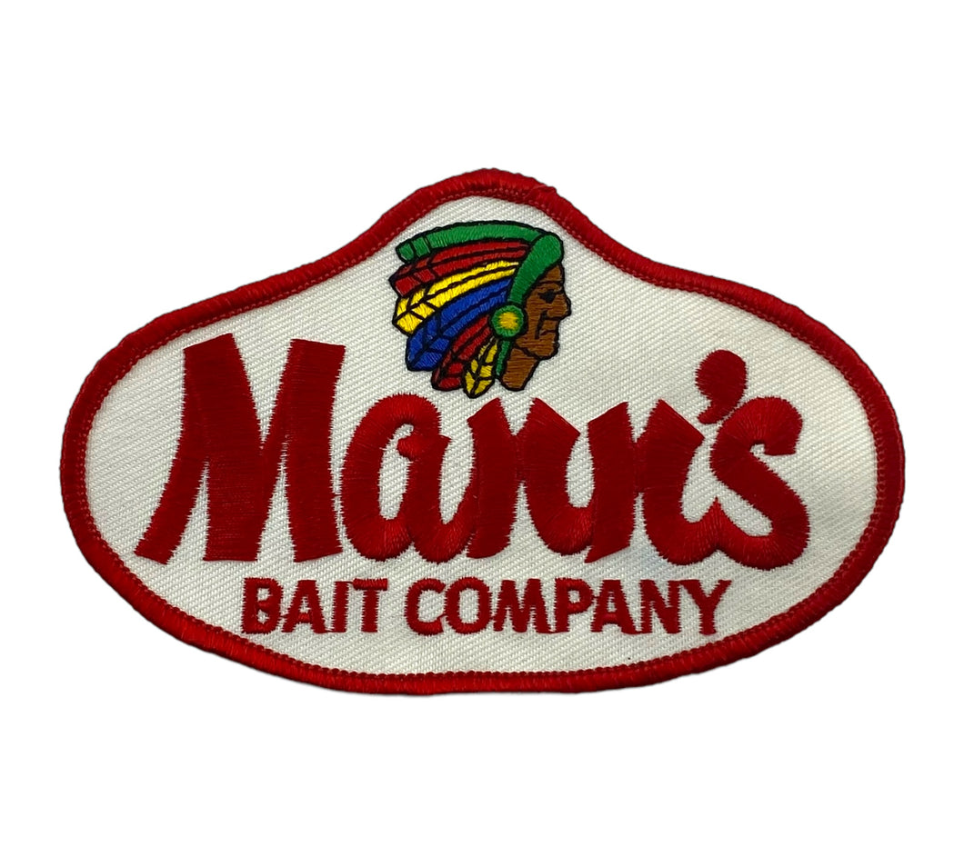 Cover Photo for MANN'S BAIT COMPANY Fishing Collector Patch • DETAILED CONTRAST STITCHING