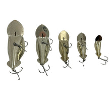 Charger l&#39;image dans la galerie, Belly View of BUCK PERRY SPOONPLUG 5 PAK Set Fishing Lures with Insert in CHROME
