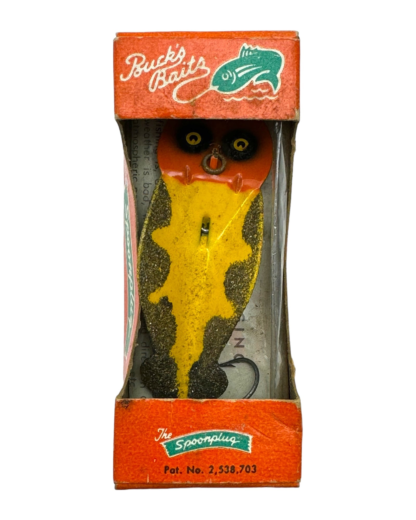 HICKORY, NORTH CAROLINA • BUCK PERRY 200 Series SPOONPLUG Fishing Lure • 2C8 ORANGE/YELLOW/BLACK