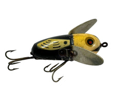 Lade das Bild in den Galerie-Viewer, Right Facing View of HEDDON LURES CRAZY CRAWLER Antique Wood FISHING LURE in BLACK WHITE HEAD. #&nbsp;2100 BWH
