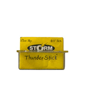 Load image into Gallery viewer, Box Stats View of STORM LURES THUNDERSTICK Fishing Lure in METALLIC HOT GREEN SPECKS

