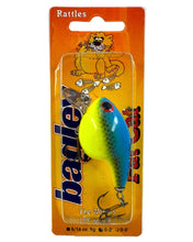 Load image into Gallery viewer, BAGLEY BAITS FAT CAT Fishing Lure on Card in BLUE on CHARTREUSE
