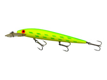 Charger l&#39;image dans la galerie, Left Facing View of SALMON SERIES REBEL LURES FASTRAC MINNOW Vintage Fishing Lure in CHARTREUSE/GREEN
