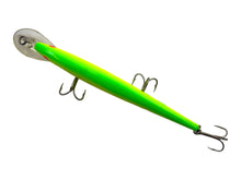Load image into Gallery viewer, Top View of SALMON SERIES REBEL LURES FASTRAC MINNOW Vintage Fishing Lure in CHARTREUSE/GREEN
