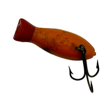 Cargar imagen en el visor de la galería, Belly View of KEEN KNIGHT Antique Wood Fly Rod Fishing Lure in ORANGE with BLACK SPOTS
