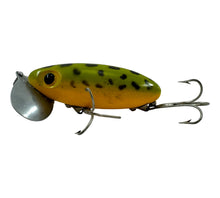 Load image into Gallery viewer, Left Facing View of FRED ARBOGAST 5/8 oz JITTERBUG Fishing Lure in FROG w/ YELLOW BELLY
