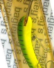 Load image into Gallery viewer, Up CLose View of BAGLEY LURES DIVING SMOO 5 Wood Fishing Lure in BLACK TIGER STRIPE on FLUORESCENT GREEN CHARTREUSE
