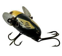 Load image into Gallery viewer, Additional Tail View of HEDDON LURES CRAZY CRAWLER Antique Wood FISHING LURE in BLACK WHITE HEAD. #&nbsp;2100 BWH
