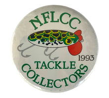 Load image into Gallery viewer, 1993 NFLCC Tackle Collectors Button Pin — FRED ARBOGAST FROG JITTERBUG w/ RED PLASTIC LIP
