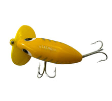 Cargar imagen en el visor de la galería, FRED ARBOGAST 5/8 oz PLASTIC LIP JITTERBUG Fishing Lure in YELLOW WHITE HERRINGBONE. Japan Special.
