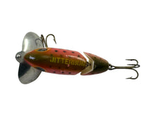 Cargar imagen en el visor de la galería, Stencil View of FRED ARBOGAST 3/8 oz JOINTED JITTERBUG Fishing Lure in TROUT. Rare Topwater Bait.
