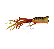 Load image into Gallery viewer, Right Fcaing View of Vintage FRED ARBOGAST 1/8 oz HULA POPPER Fishing Lure in BROWN PARROT
