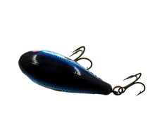 Lataa kuva Galleria-katseluun, Top View of MANN&#39;S BAIT COMPANY BABY One Minus Fishing Lure in CHROME BLUE BACK with Double Stamp Which Means It Is Older!
