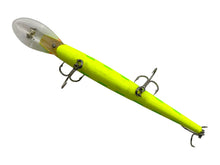 Load image into Gallery viewer, Belly View of SALMON SERIES REBEL LURES FASTRAC MINNOW Vintage Fishing Lure in CHARTREUSE/GREEN
