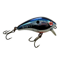 Load image into Gallery viewer, Right Facing View of MANN&#39;S BAIT COMPANY BABY One Minus Fishing Lure in CHROME BLUE BACK with Double Stamp Which Means It Is Older!
