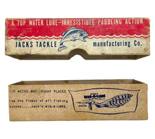 Load image into Gallery viewer, JACK&#39;S TACKLE RIP-L-LURE Antique Fishing Lure. Topwater Bait from OKC, Oklahoma. Box Side 
