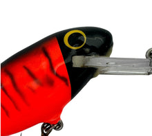 Load image into Gallery viewer, Rare Color BAGLEY LURES BASS N SHAD Balsa Fishing Lure in Black on Red. Salmon Snack. excess glue spot
