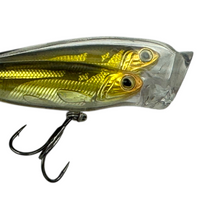 Load image into Gallery viewer, KOPPER's LIVE TARGET GLASS MINNOW BAIT BALL TOPWATER POPPER in GOLD BRONZE. up close right

