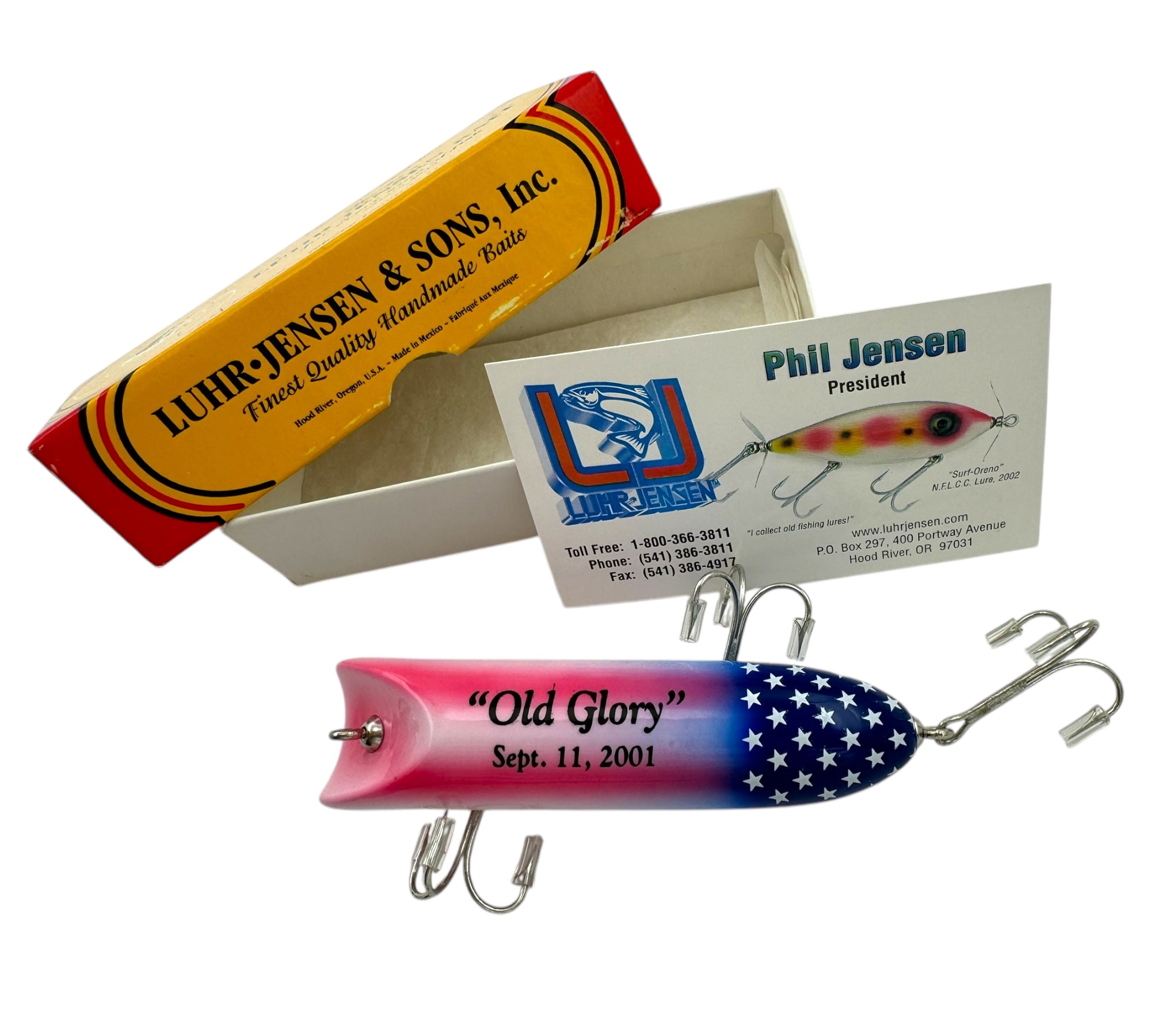 SPECIAL ISSUE • LUHR JENSEN 🇺🇸 OLD GLORY 🇺🇸 BASS-ORENO Fishing Lure • SEPTEMBER 11th, 2001 COMMEMORATIVE PLUG