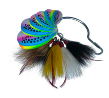 Lade das Bild in den Galerie-Viewer, MEPPS DRESSED AGLIA SALESMAN SAMPLE RING. RAINBOW TROUT &amp; HOT FIRE TIGER SPINNER BLADES
