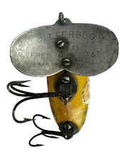 Load image into Gallery viewer, OLD ARBOGAST WOOD JITTERBUG Fishing Lure. Antique WWII BUG in PERCH. metal lip
