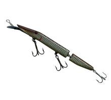 Load image into Gallery viewer, Al Tumas Custom Wood Fishing Lure. Jointed Muskie Bait from the Musky Capital World of the World: Minocqua, Wisconsin. ALZ BAITS for Big Trophy Fish. Left
