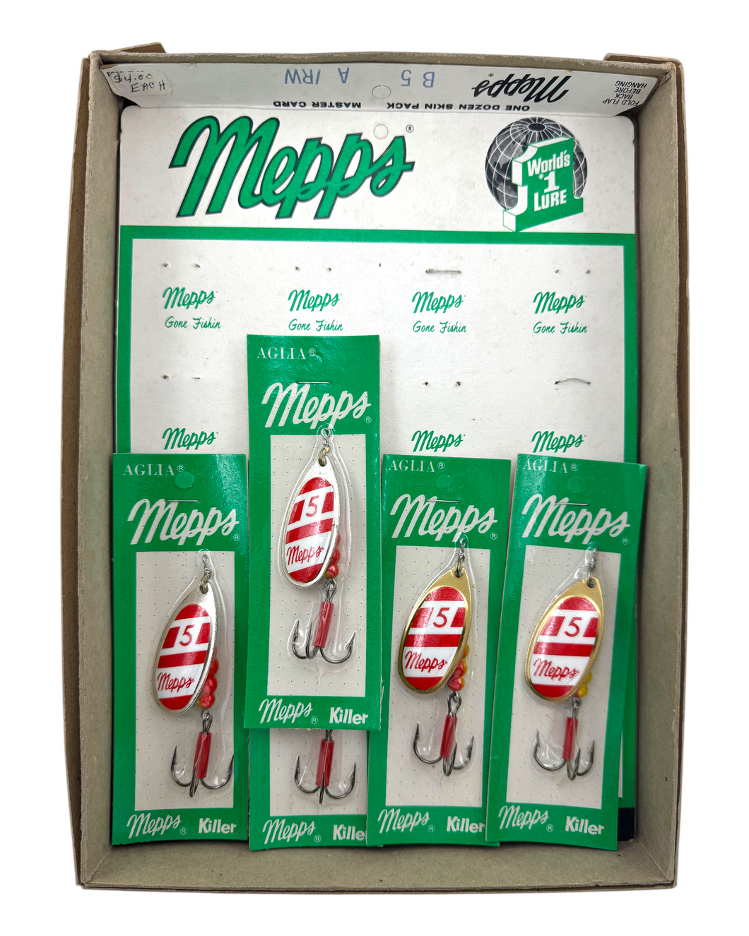 SHELDON'S MEPPS AGLIA FRENCH SPINNER BAIT OLD DISPLAY CARD – Toad Tackle