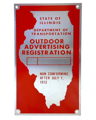 IDOT Outdoor Advertising Permit Sign. State of Illinois. red