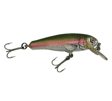 BAGLEY LURES MIGHTY MINNOW Fishing Lure in RAINBOW TROUT. Balsa Wood Crankbait.