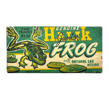 Lade das Bild in den Galerie-Viewer, Antique Mechanical Frog Lure. Halik Frog. Minnesota Fishing Fame. retro box graphics
