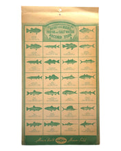 Load image into Gallery viewer, Antique Shakespeare Fishing Lures Jumping Bass Calendar 1941. Sporting Goods Store Advertising Signs for Fishermen. Record Fish Saltwater and Freshwater.
