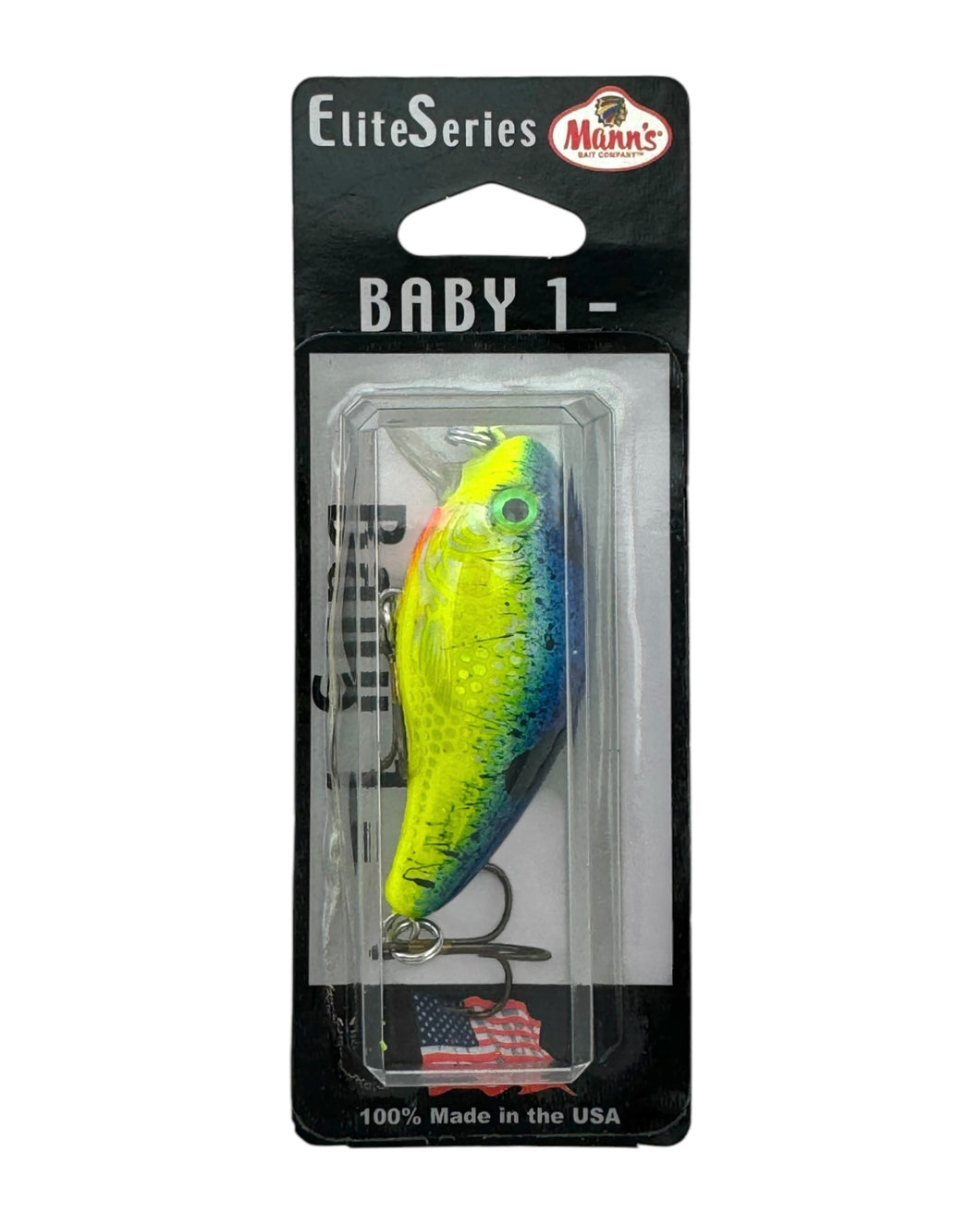 MANNS BAITS Vintage BABY One Minus Fishing Crankbait in SPLATTERBACK SUNFISH HOLOGRAPHIC