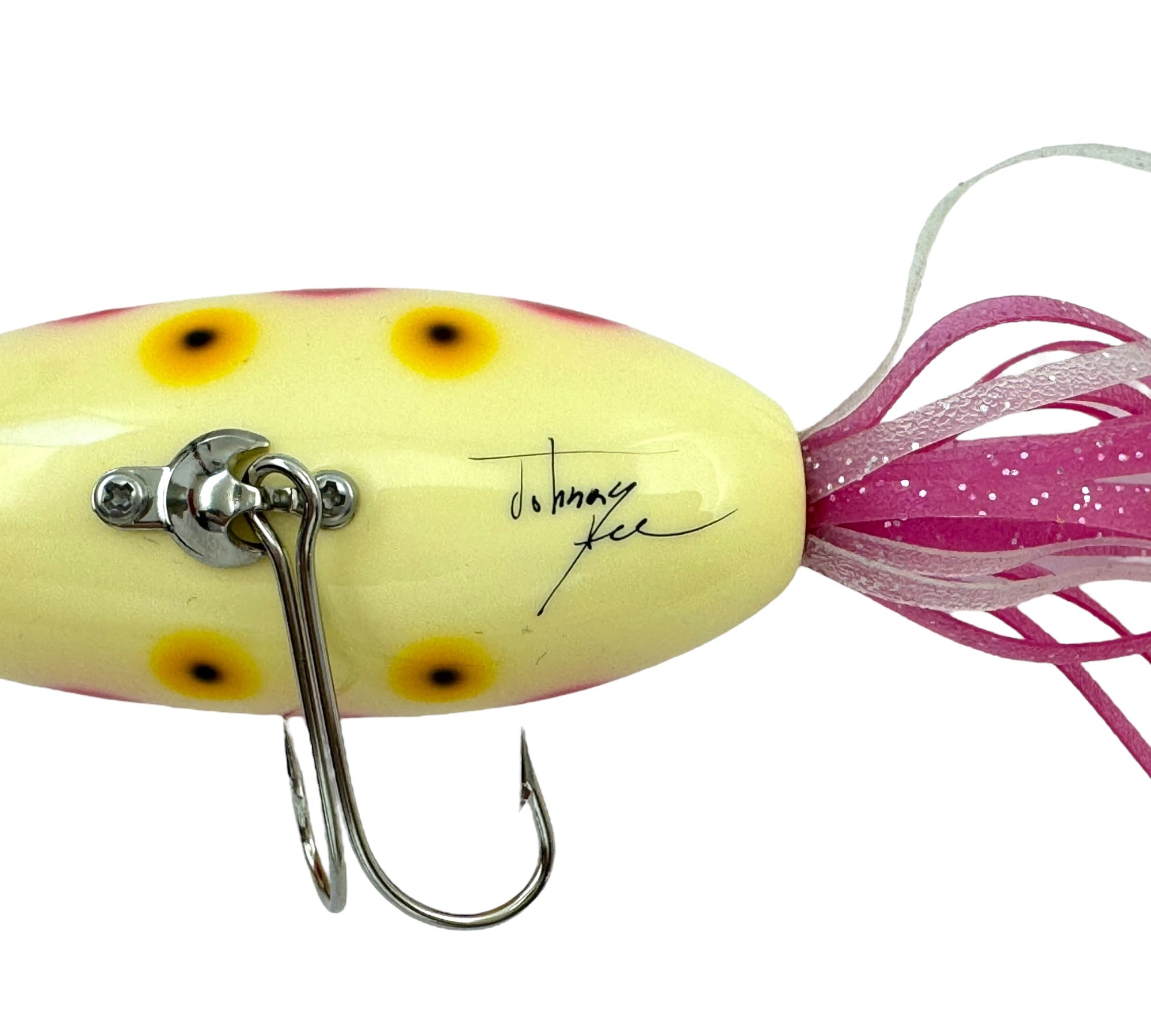 custom handmade japanese fishing lures OSAKA, JAPAN • JOHNNY THE ACE HANDMADE WOOD FISHING LURE • TOPWATER MOUSE  with JELLY WORM TAIL