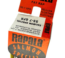 Load image into Gallery viewer, RAPALA LURES SALMON SPECIAL FAT RAP. GOLD FLUORESCENT RED. hang tag

