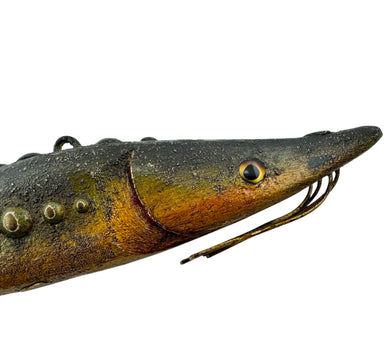 Rare Sturgeon DFD Wood Decoy. Signed Folk Art Piece by Dave Perkins Duluth Fishing Decoys.