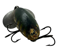 Load image into Gallery viewer, OLD ARBOGAST WOOD JITTERBUG Fishing Lure. Antique WWII BUG in PERCH. tail

