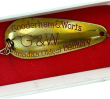 Load image into Gallery viewer, GOODERHAM &amp; WORTS FISHING SPOON. G &amp; W CANADA'S OLDEST DISTILLERY PROMO GIFT. brass bait
