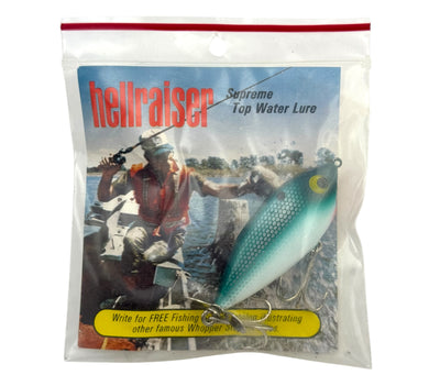 WHOPPER STOPPER LURES 300 Series HELLRAISER Fishing Lure in GREEN SHAD MINNOW. Vintage Topwater Injured Minnow Crankbait.