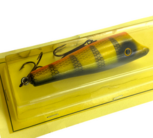 Lade das Bild in den Galerie-Viewer, NU-CLASSIC TACKLE CO. ARLINGTON HTS, IL. HANDMADE MUSKY PLUG. PERCH SCALE. glass eyes
